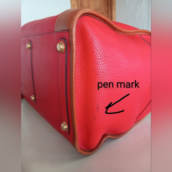 Dooney & Bourke 1990's Gladstone Weekender Luggage, Red AWL - Picture 13 of 16